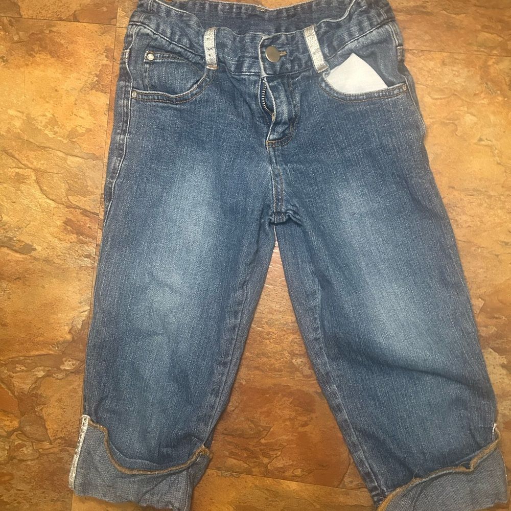 Mary Kate & Ashley Size 7 Girls 2000s Vintage Cropped Blue Denim Jeans